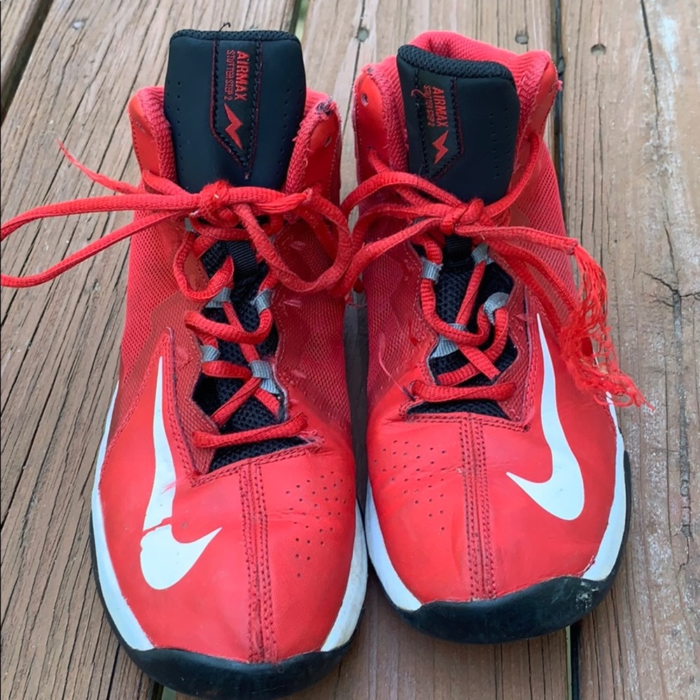 Red and white Nike boys air max sneakers